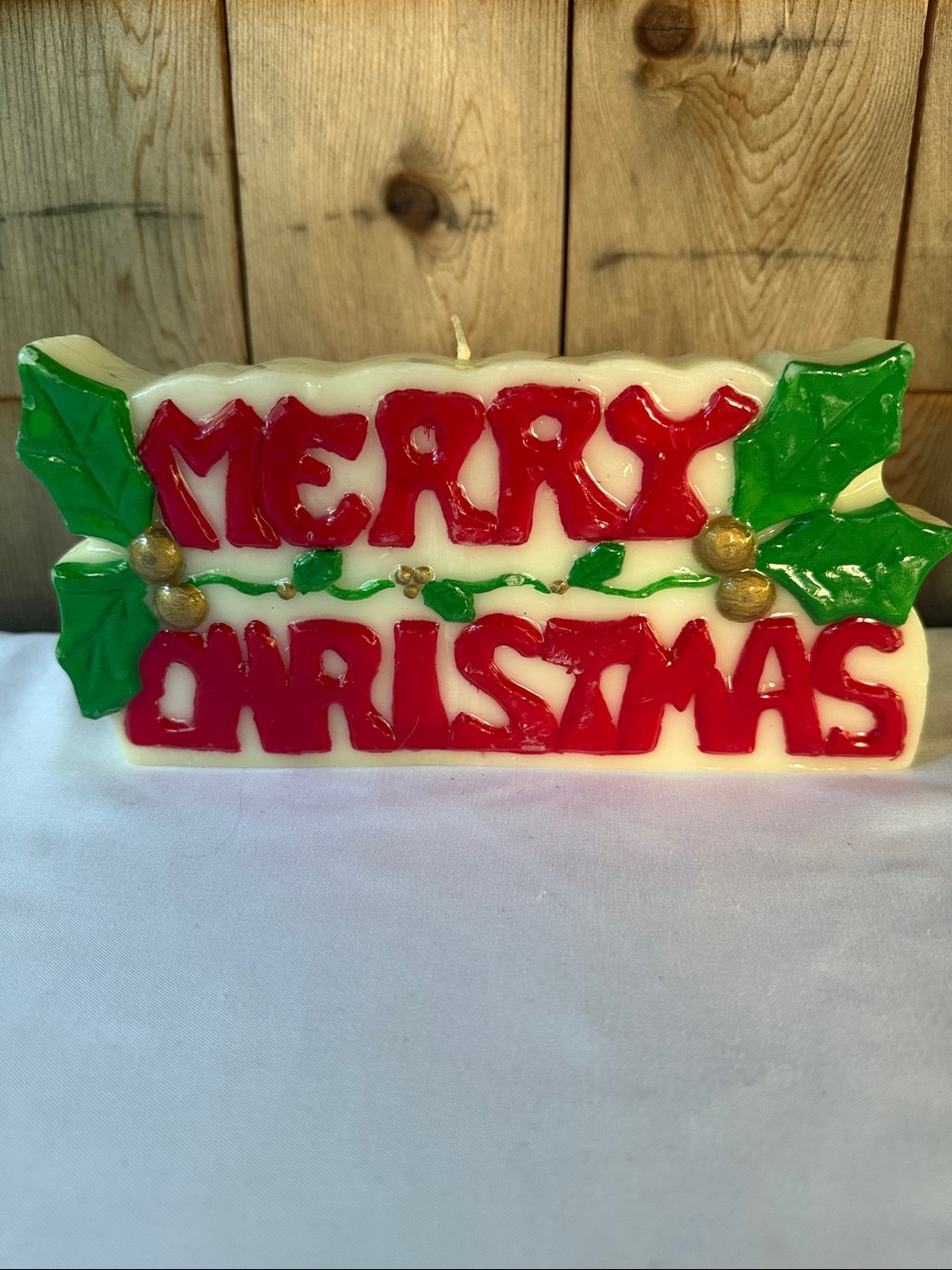 Vintage Merry Christmas Candle